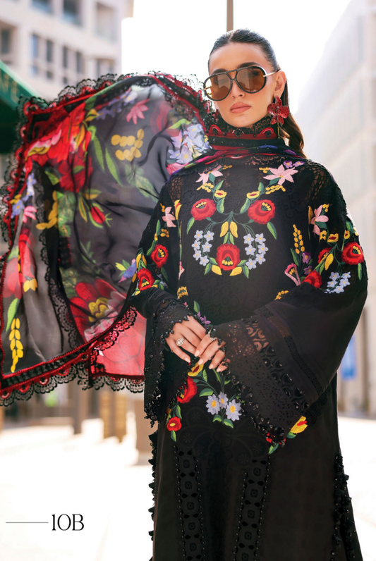 3 Piece Suit Stitched Embroidered Luxury Lawn Maria.B - MBL'26-1OB