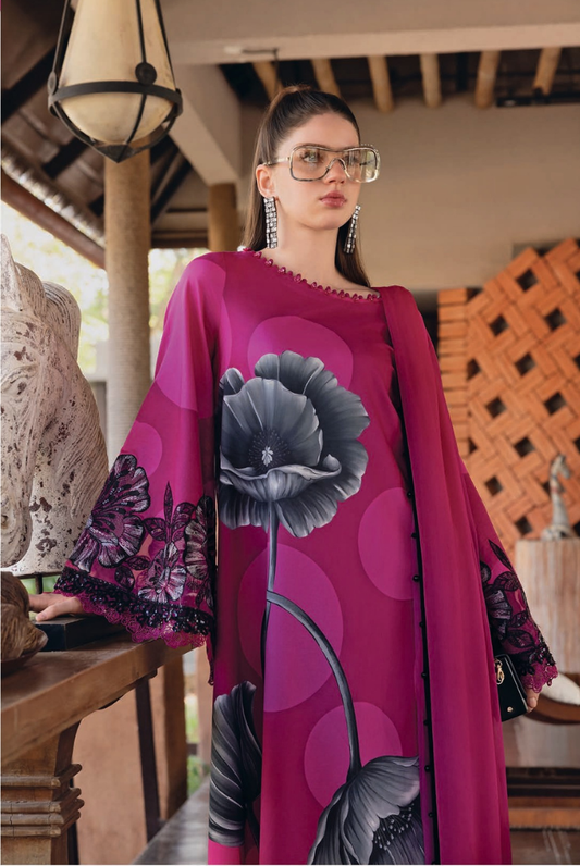 3 Piece Suit Stitched Embroidered Lawn BY Maria.B M.PRINTS'26 - MBPT-29-13B
