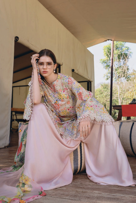 3 Piece Suit Stitched Embroidered Lawn BY Maria.B M.PRINTS'26 - MBPT-29-14A
