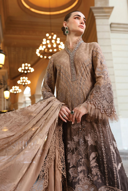 3 Piece Suit Stitched Embroidered Luxury Lawn Maria.B - MBL'26-1A