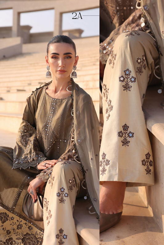 3 Piece Suit Stitched Embroidered Luxury Lawn Maria.B - MBL'26-2A