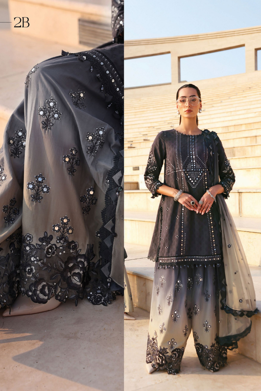 3 Piece Suit Stitched Embroidered Luxury Lawn Maria.B - MBL'26-2B