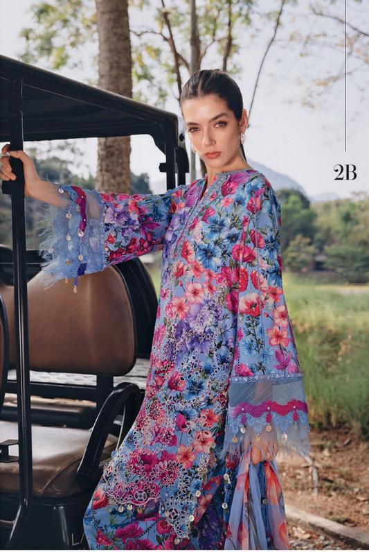 3 Piece Suit Stitched Embroidered Lawn BY Maria.B M.PRINTS'26 - MBPT-29-2B