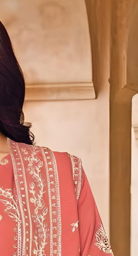 3 PC - Johra Aura - Stitched Embroidered Winter Collection - Coral Pink (JH-1433)