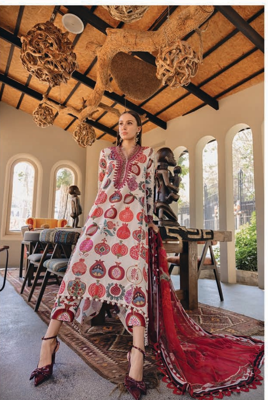 3 Piece Suit Stitched Embroidered Lawn BY Maria.B M.PRINTS'26 - MBPT-29-3A