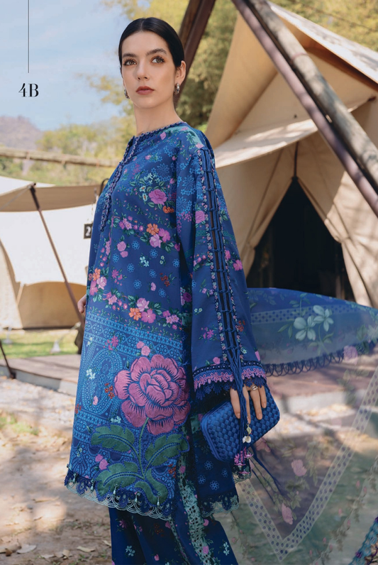 3 Piece Suit Stitched Embroidered Lawn BY Maria.B M.PRINTS'26 - MBPT-29-4B