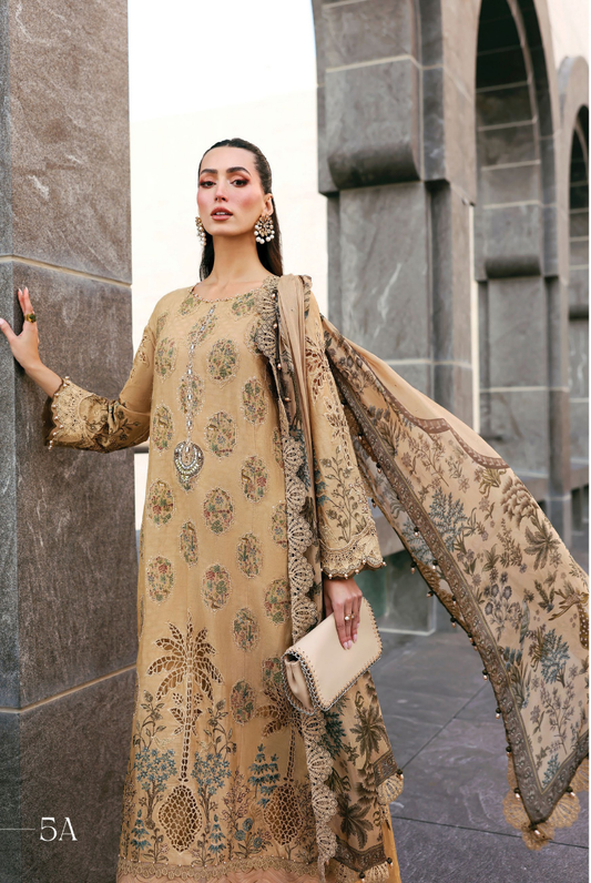 3 Piece Suit Stitched Embroidered Luxury Lawn Maria.B - MBL'26-5A