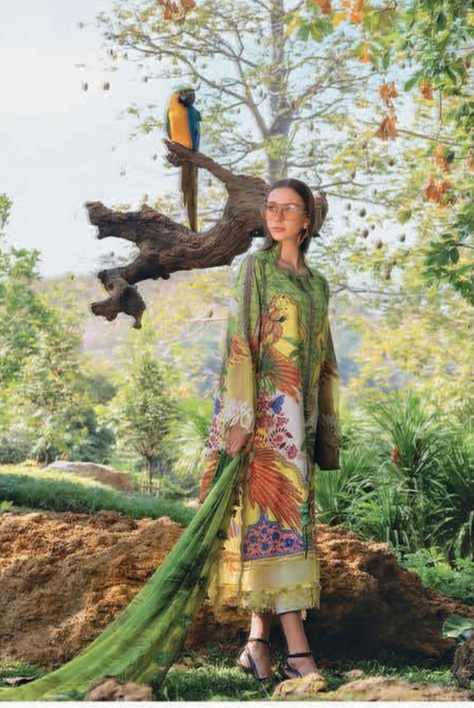 3 Piece Suit Stitched Embroidered Lawn BY Maria.B M.PRINTS'26 - MBPT-29-5B