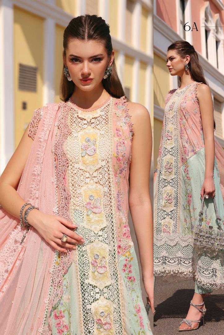 3 Piece Suit Stitched Embroidered Luxury Lawn Maria.B - MBL'26-6A
