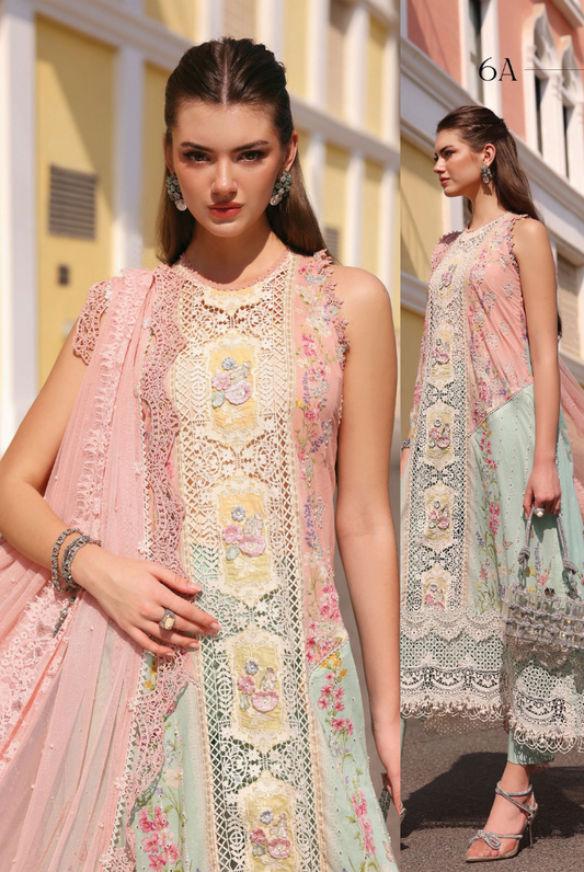 3 Piece Suit Stitched Embroidered Luxury Lawn Maria.B - MBL'26-6A