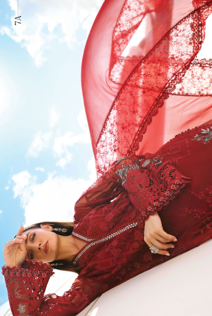 3 Piece Suit Stitched Embroidered Luxury Lawn Maria.B - MBL'26-7A
