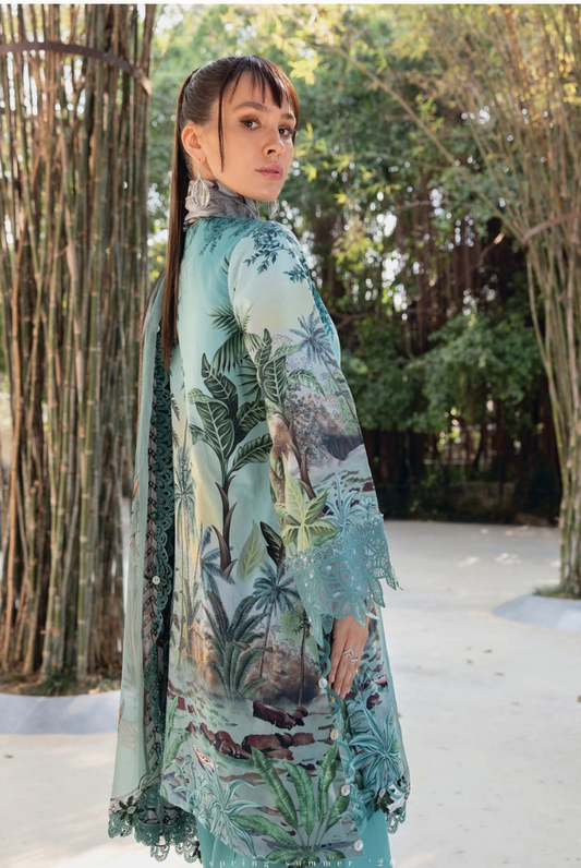 3 Piece Suit Stitched Embroidered Lawn BY Maria.B M.PRINTS'26 - MBPT-29-7A