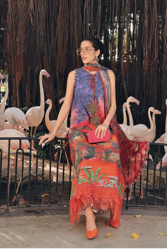 3 Piece Suit Stitched Embroidered Lawn BY Maria.B M.PRINTS'26 - MBPT-29-7B