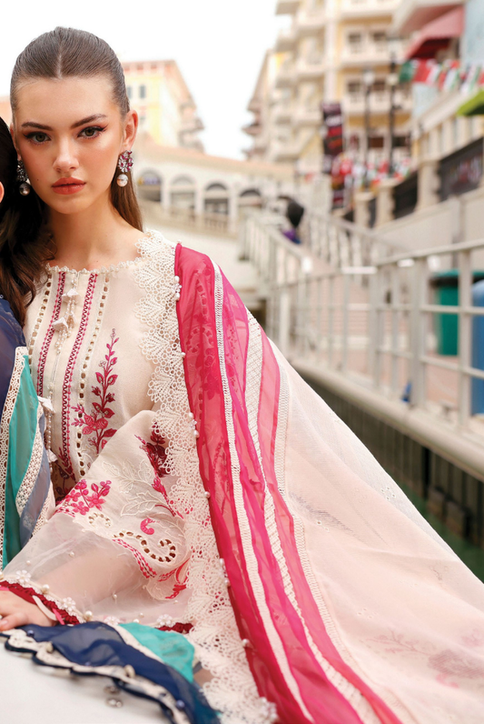 3 Piece Suit Stitched Embroidered Luxury Lawn Maria.B - MBL'26-9A