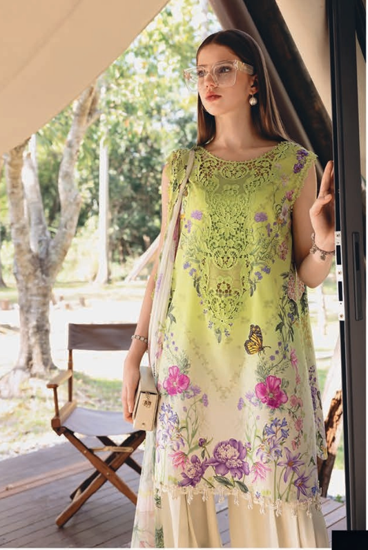 3 Piece Suit Stitched Embroidered Lawn BY Maria.B M.PRINTS'26 - MBPT-29-9A