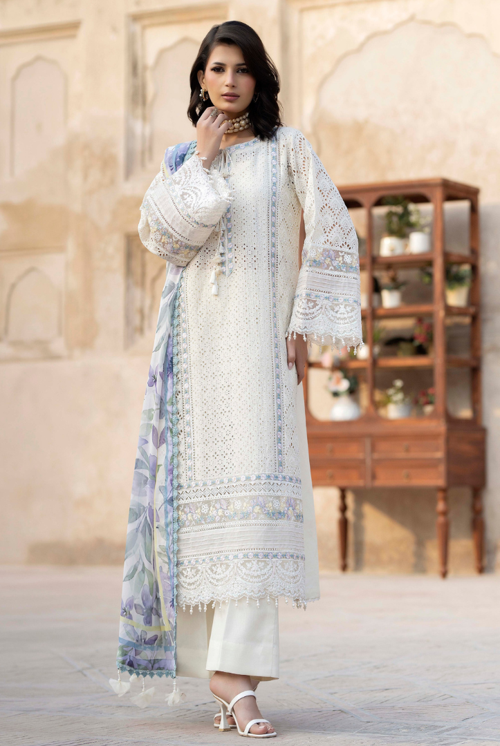 ADAN'S LIBAS Tradition 2 Schiffli Embroidered Lawn 3 Piece Stitched Suit"26-Design 08