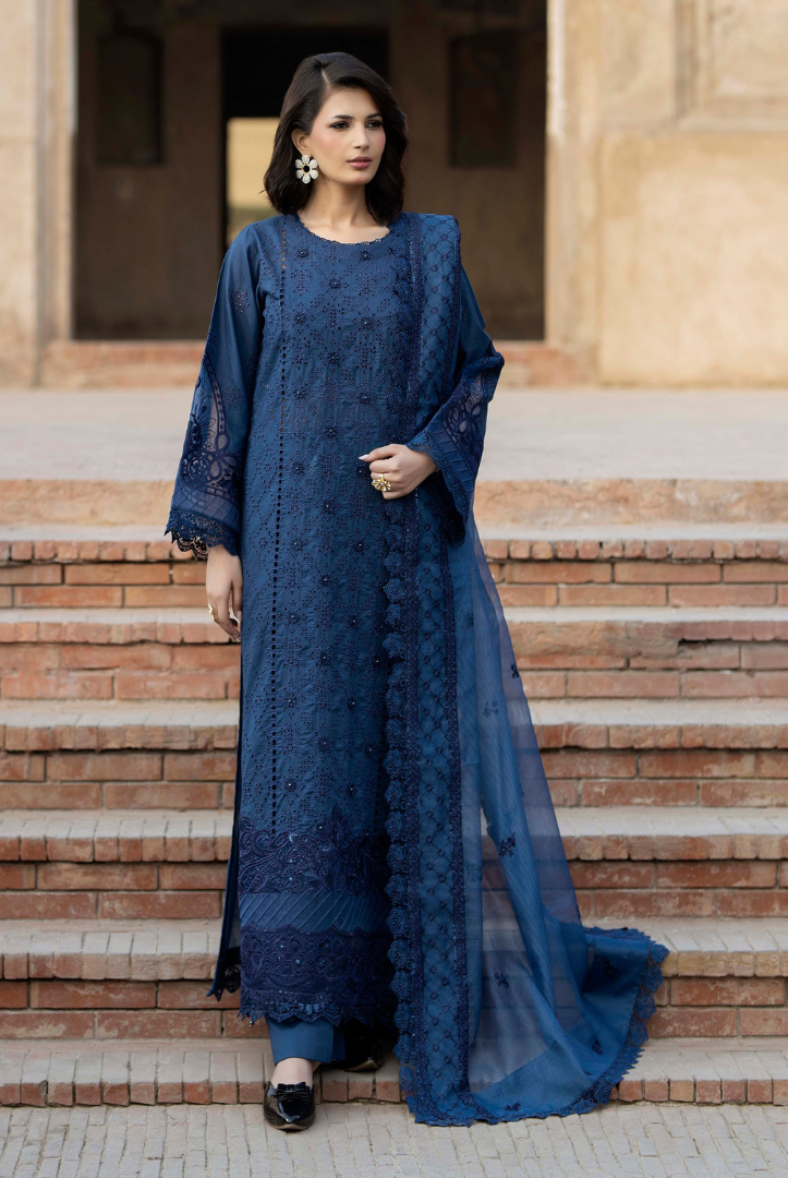 ADAN'S LIBAS Tradition 2 Schiffli Embroidered Lawn 3 Piece Stitched Suit"26-Design 10
