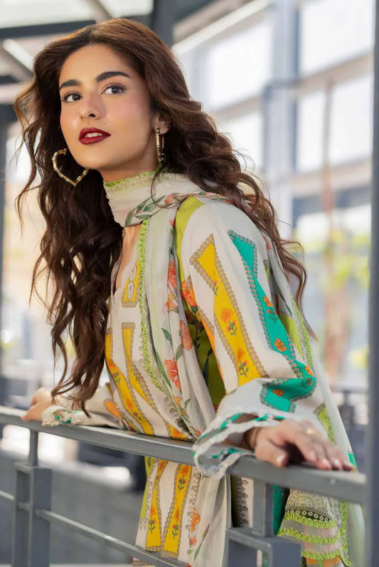 3 Piece Suit Stitched Embroidered Lawn BY Charizma Aghaz-e-Nou AG6-04