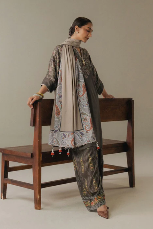 3 Piece Suit Stitched Printed Linen Drop Five Coco By Zara Shahjahan Autumn Line-10A