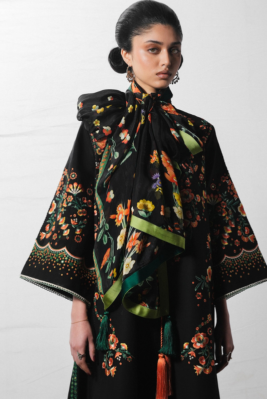 Hussain Rehar Jugnu – Stitched 3 Piece Embroidered Chiffon Suit-BAHRI