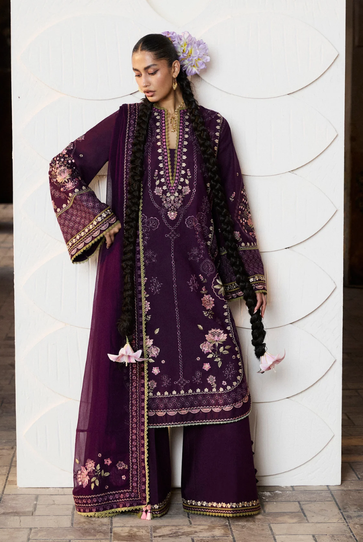 Zan by Hussain Rehar 3 Piece Suit Stitched Luxury Lawn Festive Collection'26-BANAFSH