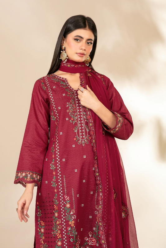 Tawakkal Fabrics Selma Fancy Embroidered Chamki Lawn 3 Piece Stitched Suit"26-D-3262