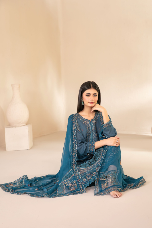 Tawakkal Fabrics Selma Fancy Embroidered Chamki Lawn 3 Piece Stitched Suit"26-D-3264