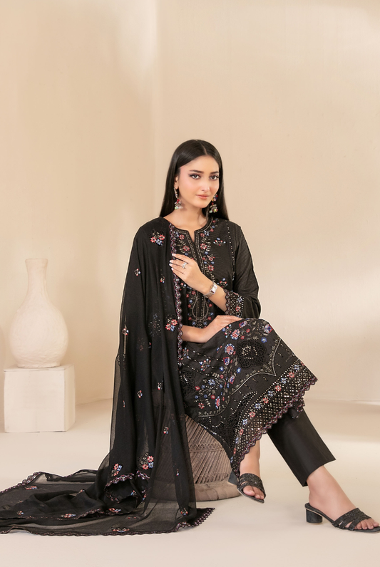 Tawakkal Fabrics Selma Fancy Embroidered Chamki Lawn 3 Piece Stitched Suit"26-D-3267