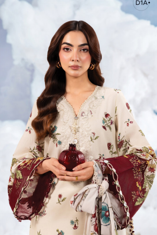 Maria B M-BASICS Summer Stitched Embroidered Lawn 3 Piece Suit-MB26-D1A