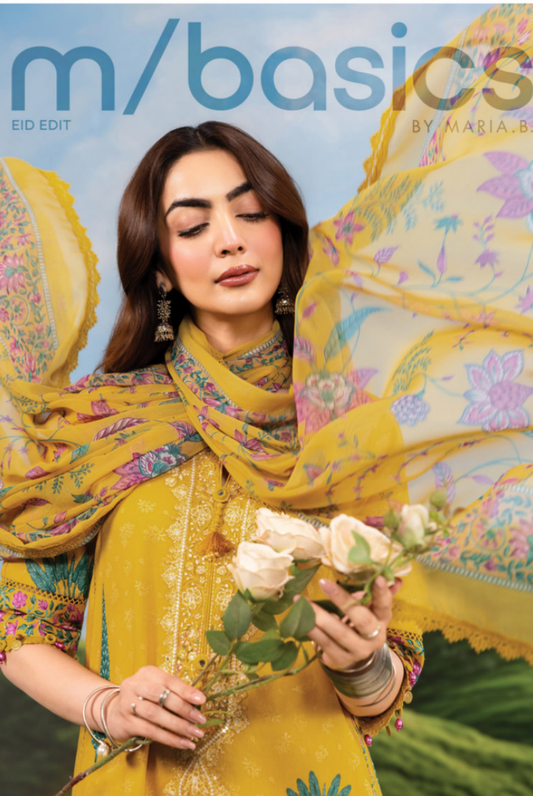 Maria B M-BASICS Summer Stitched Embroidered Lawn 3 Piece Suit-MB26-D3A