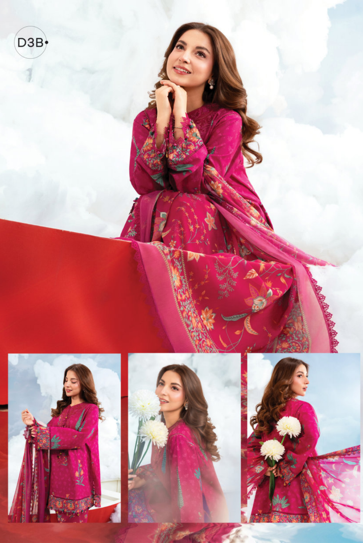 Maria B M-BASICS Summer Stitched Embroidered Lawn 3 Piece Suit-MB26-D3B