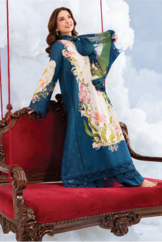 Maria B M-BASICS Summer Stitched Embroidered Lawn 3 Piece Suit-MB26-D5B
