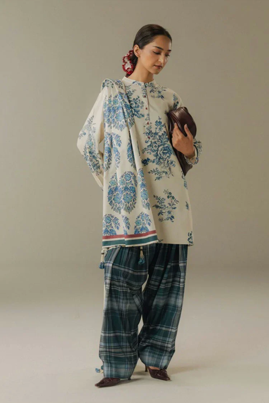3 Piece Suit Stitched Printed Linen Drop Five Coco By Zara Shahjahan Hushed Ember-6A