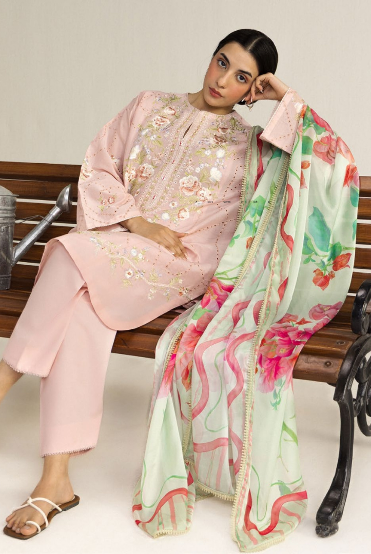 Coco by Zara Shahjahan Edit 26 Vol II Stitched Embroidered Lawn 3 Piece Suit-LUNE-2B