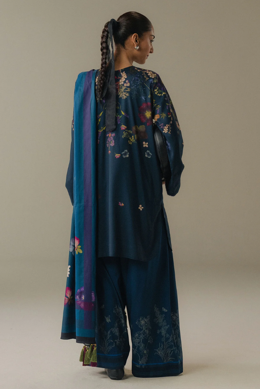 3 Piece Suit Stitched Printed Linen Drop Five Coco By Zara Shahjahan Morning Echo-8A
