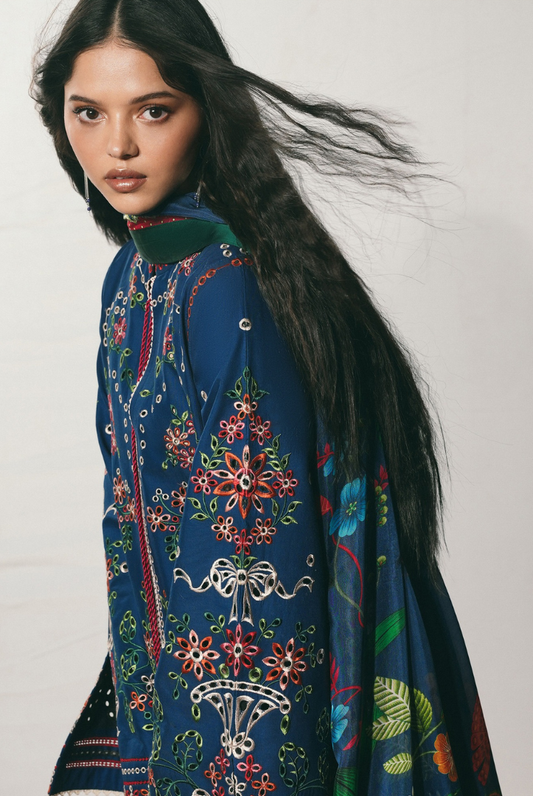 Hussain Rehar Jugnu – Stitched 3 Piece Embroidered Chiffon Suit-PEROZ