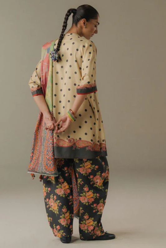 3 Piece Suit Stitched Printed Linen Drop Five Coco By Zara Shahjahan Paper Moon-3B