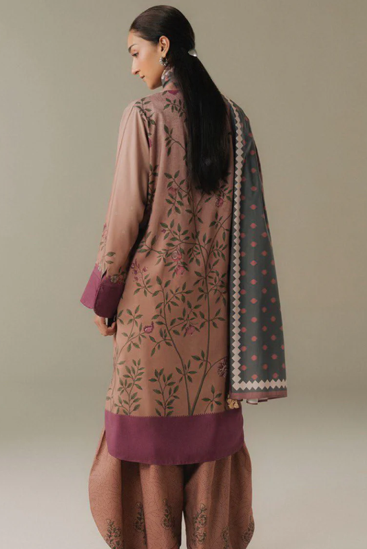 3 Piece Suit Stitched Printed Linen Drop Five Coco By Zara Shahjahan Sienna Field-4B