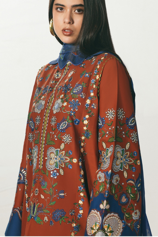Hussain Rehar Jugnu – Stitched 3 Piece Embroidered Chiffon Suit-TAHMI