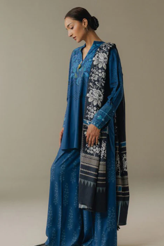 3 Piece Suit Stitched Printed Linen Drop Five Coco By Zara Shahjahan Terracotta Sky-9B
