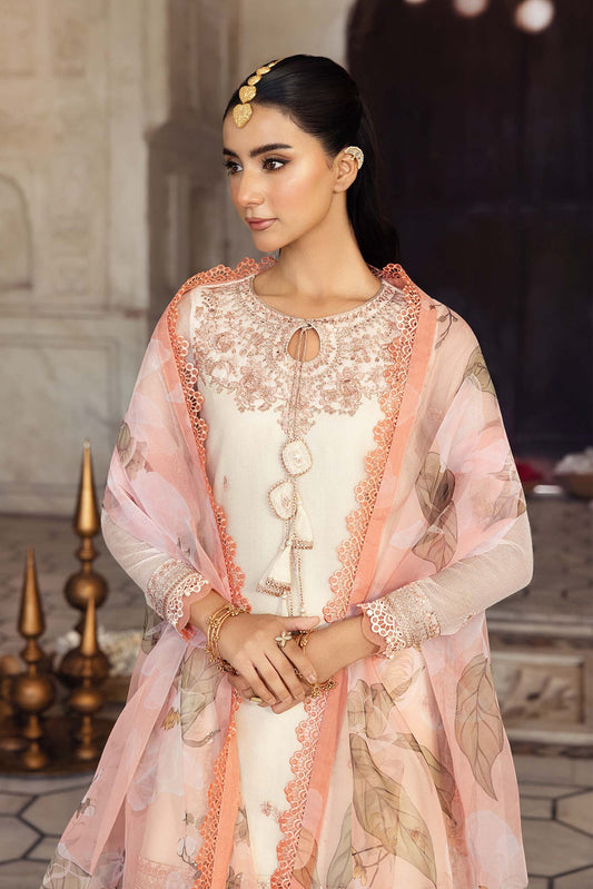3 Pc Stitched Embroidered Silk Cotton Net Suit 02