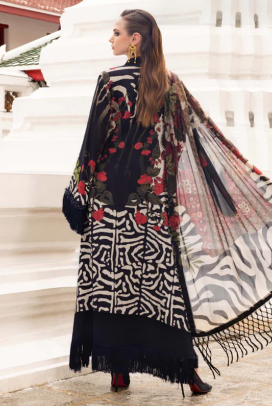 3 Piece Stitched Printed Linen Suit Maria B M Prints Winter Collection MBMP
