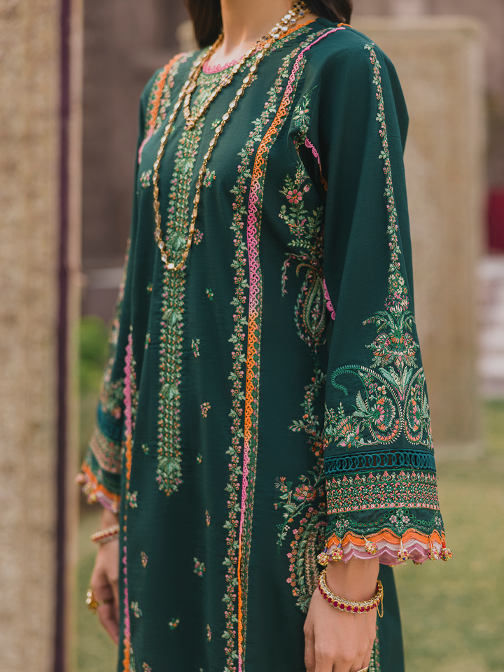 3 PC - Eshaisha Winter '25 - Stitched Slub Khaddar - Dark Green