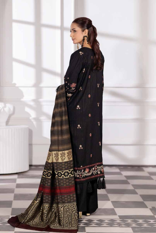 3 Piece Stitched Embroidered Winter Collection with Jacquard Shawl – Ameeli by Johra