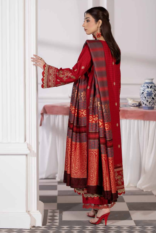 3 Piece Stitched Embroidered Winter Collection with Jacquard Shawl – Ameeli by Johra