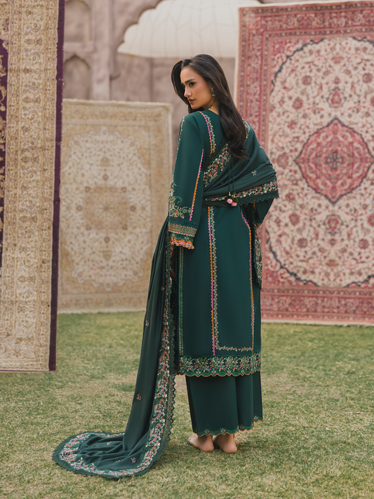 3 PC - Eshaisha Winter '25 - Stitched Slub Khaddar - Dark Green