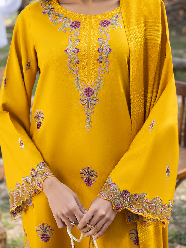 3 PC - Mystique by Sanam Saeed - Stitched Luxury Collection - Mustard Yellow (Article-02)