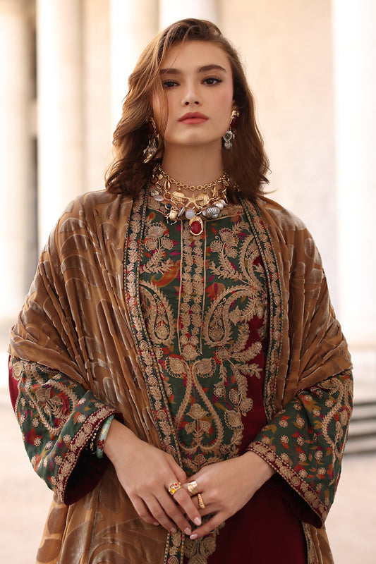 3-pc Stitched Embroidered Dyed Leather Shirt