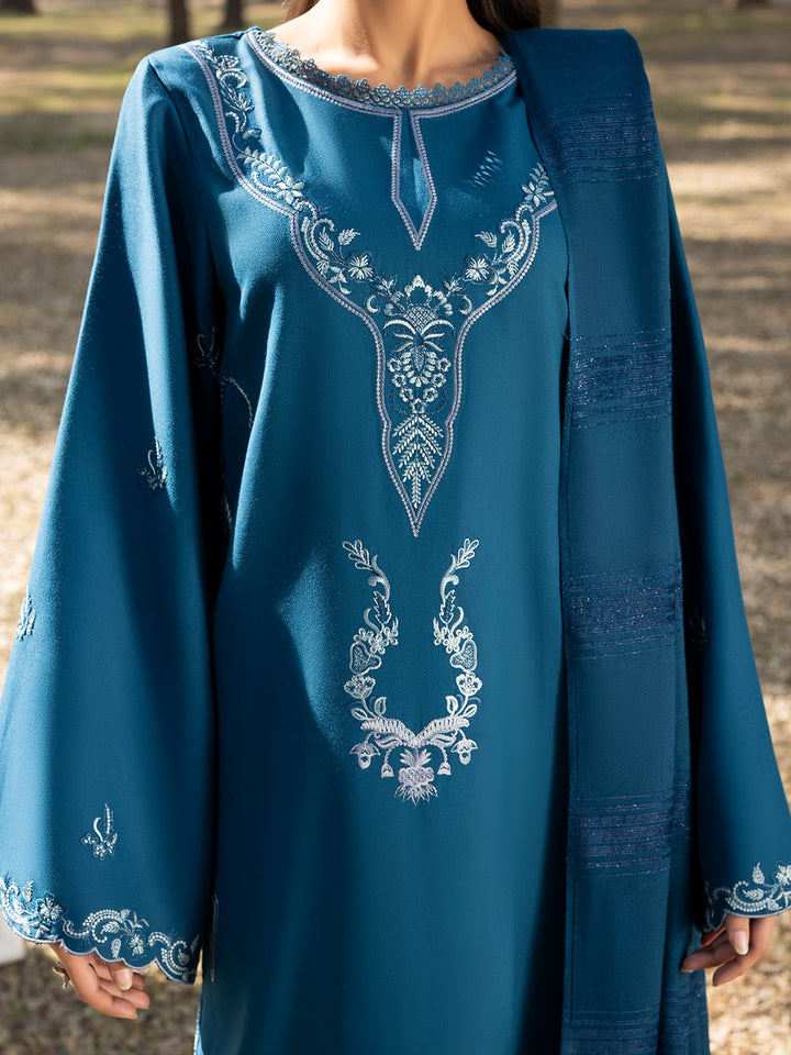 3 PC - Mystique by Sanam Saeed - Stitched Luxury Collection - Teal Blue (Article-01)