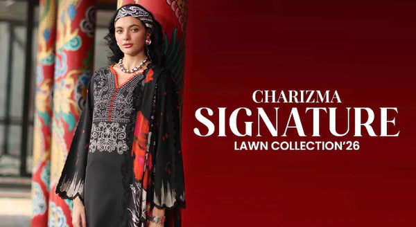 Suit Stitched Embroidered Lawn Charizma Signature